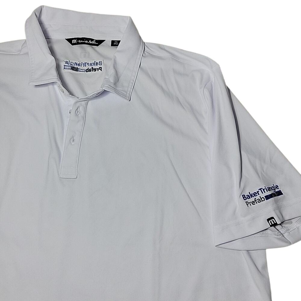 Travis Mathew Men's XXL Polo Shirt Short Sleeve White w/Company Embroidery